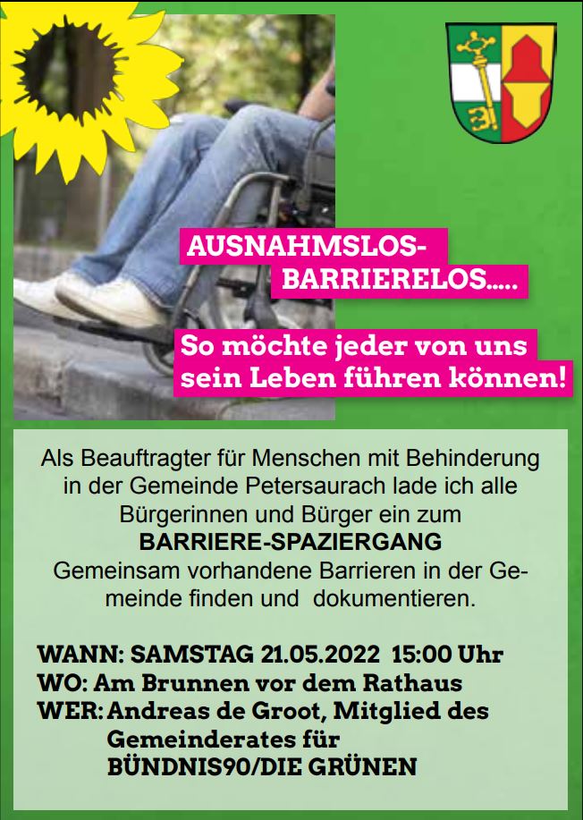 Veranstaltungsankündigung Barrierespaziergang Samstag 21.05.2022 Bild: Raphael Rother