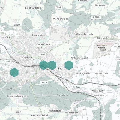 Standorte von Feinstaubsensoren in Ansbach