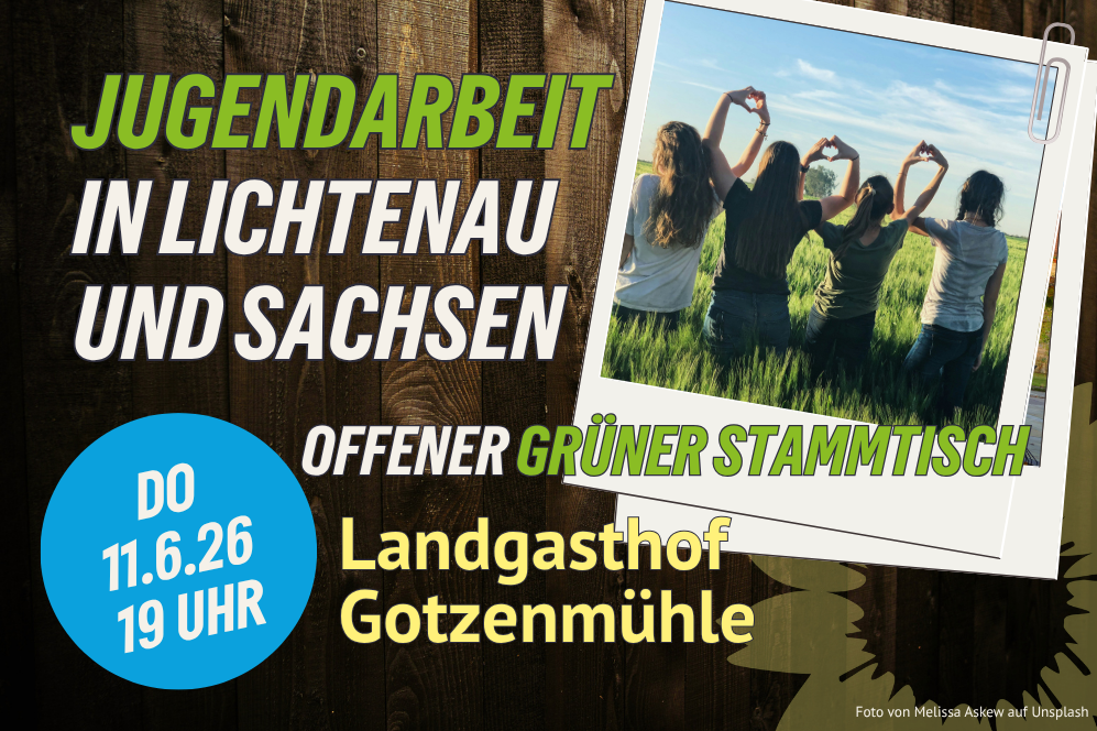 Foto von Melissa Askew auf Unsplash Stammtisch am 11. Juni 2026 im Landgasthof Gotzenmühle, Schwerpunktthema "Jugendarbeit in Lichtenau und Sachsen"
Foto von Melissa Askew auf Unsplash