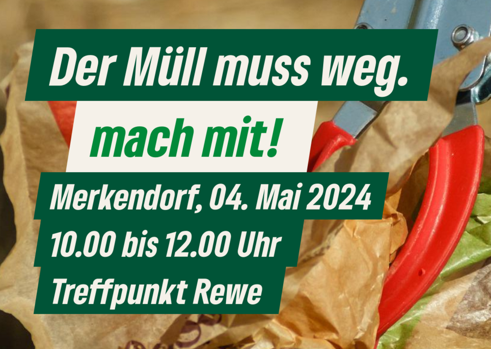 Müllgreifer mit Müll 