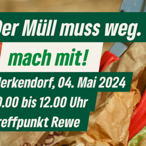 Müllgreifer mit Müll 